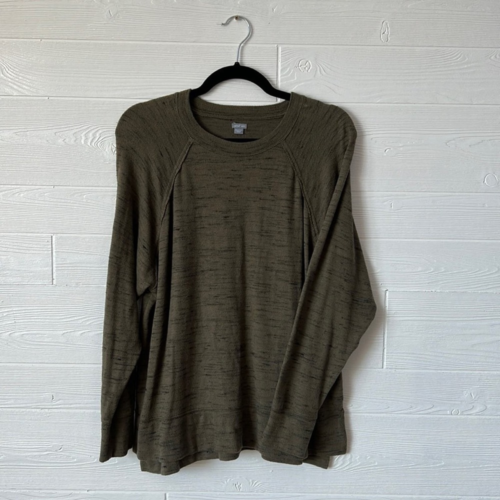 Aerie green and black heathered crewneck sweater loose fit size XS
